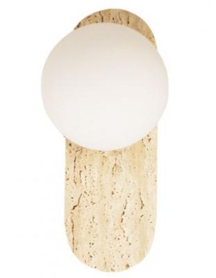 PING G9 Oblong Travertine Base & Opal Diffuser Wall Light IP44